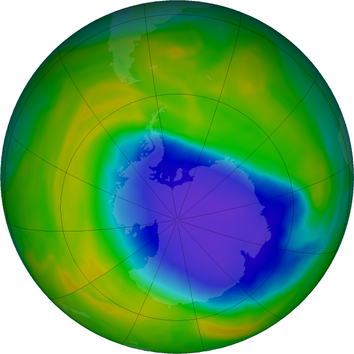 Antarctic ozone map for 08 November 2023